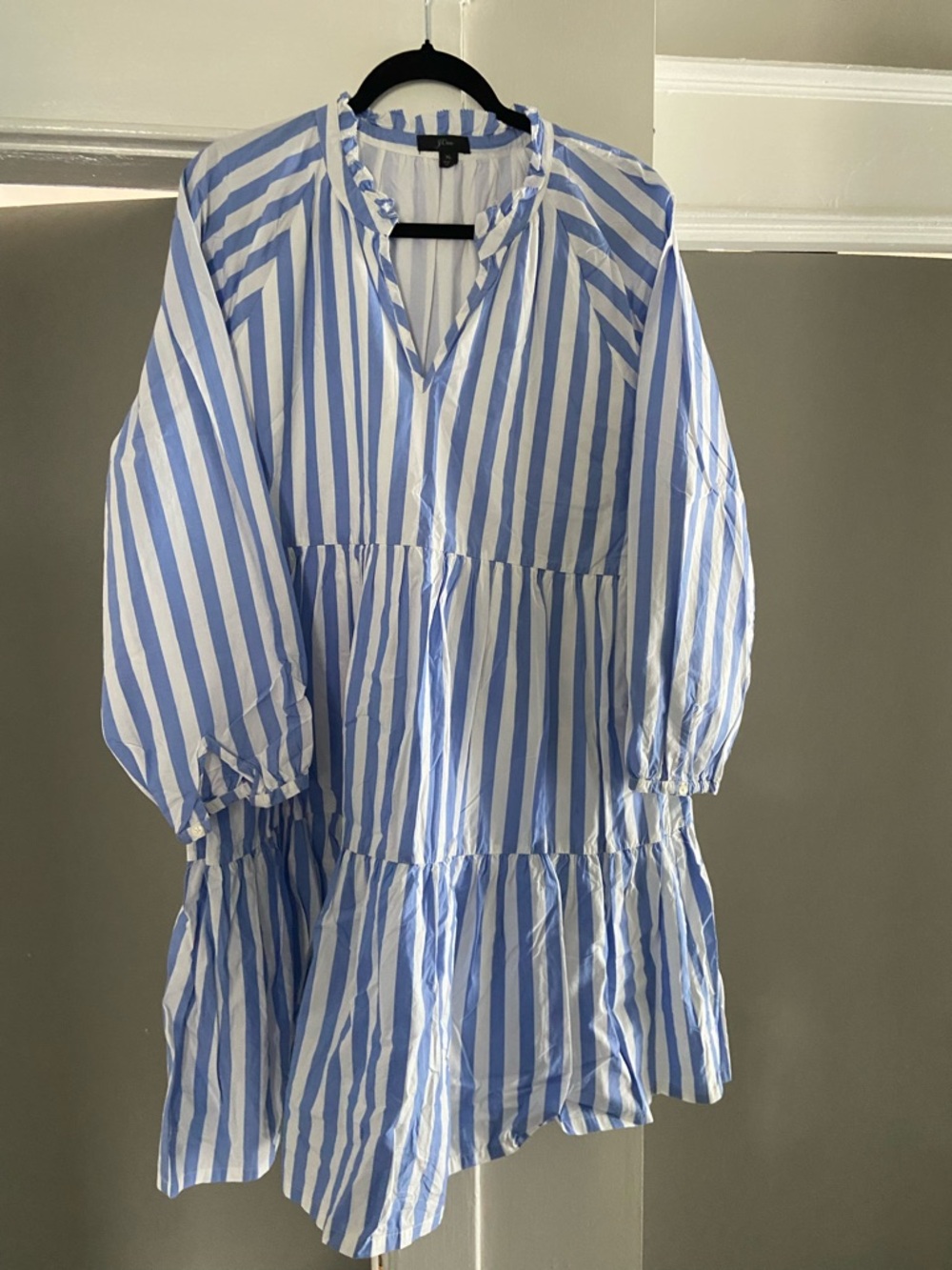 J.Crew blue & white long sleeve swing dress XL